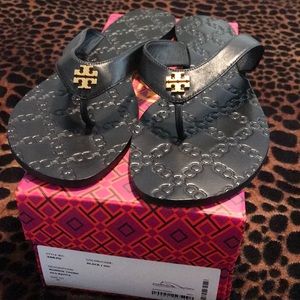 Tory Burch Black Monroe Thong Sandals